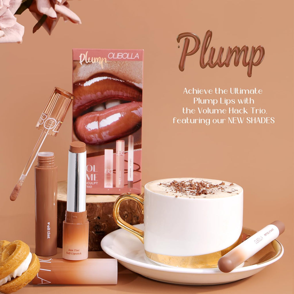 3PCS Glossy Lip Combo Set – Shade with Plumping Gloss, Hydrating Melting Balm & Smooth Lip Liner for Fuller, Defined