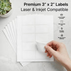 3" X 2" Matte White Printable Shipping Labels (500 Sheets, 5000 Stickers)