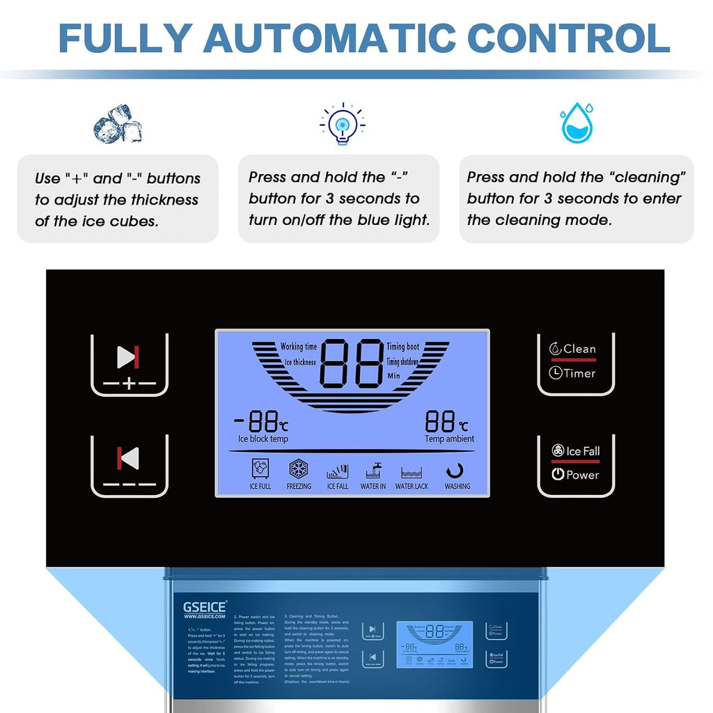 Commercial Ice Maker Machine (250lbs/24H with 70lbs Ice Storage)
