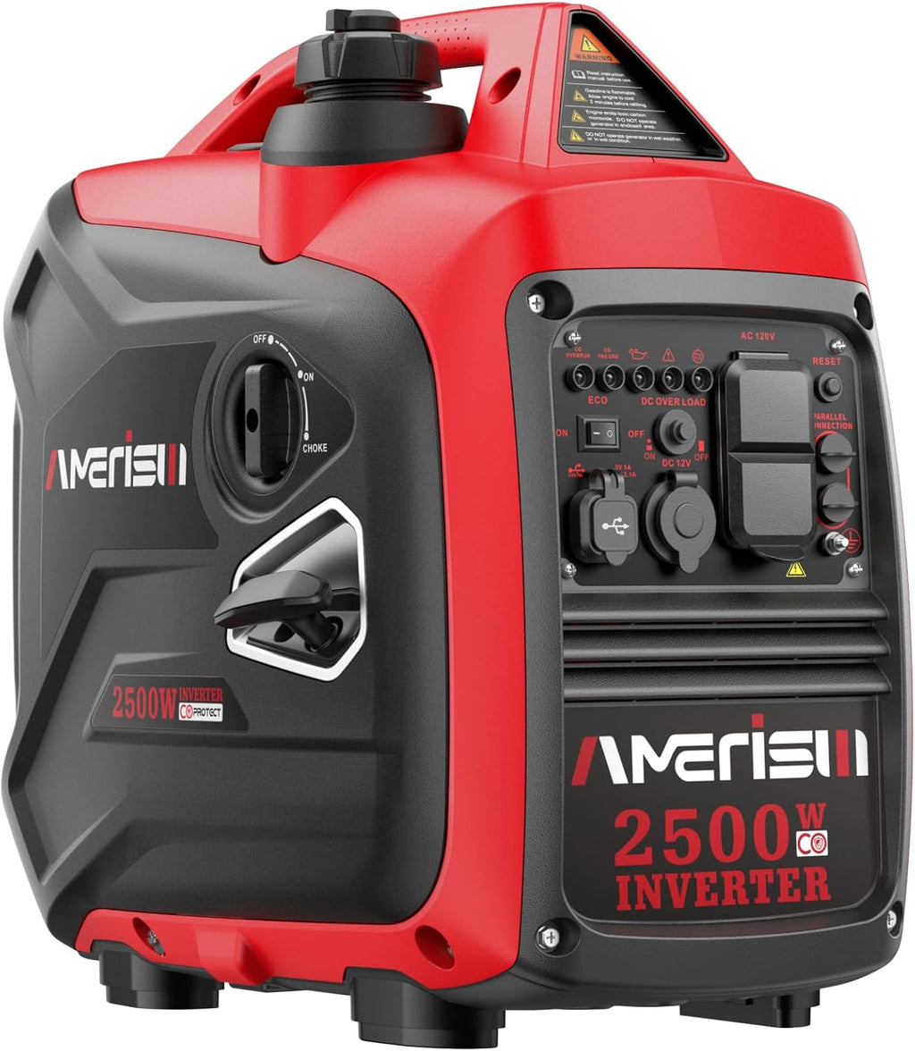 Portable Inverter Generator 2500W Gas Powered, Long Runtime Gas Generator for Camping
