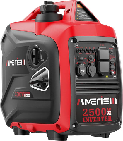 Portable Inverter Generator 2500W Gas Powered, Long Runtime Gas Generator for Camping
