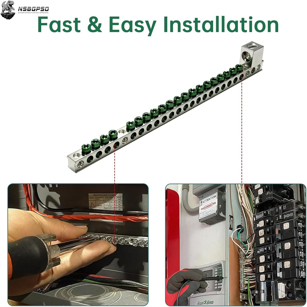 Ground Bar Kit for Eaton BR and CH Series Load Centers, 21 Terminal Grounding Bar