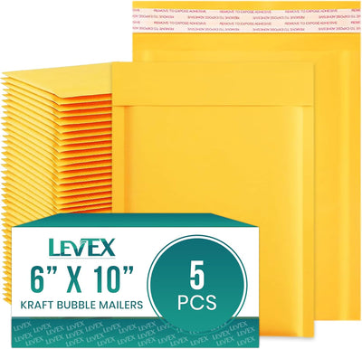 #0-6" x 10" [5 Pack) Kraft Bubble Mailers, Padded Envelope Mailers, Packing Envelope & Mailing Bags for Shipping