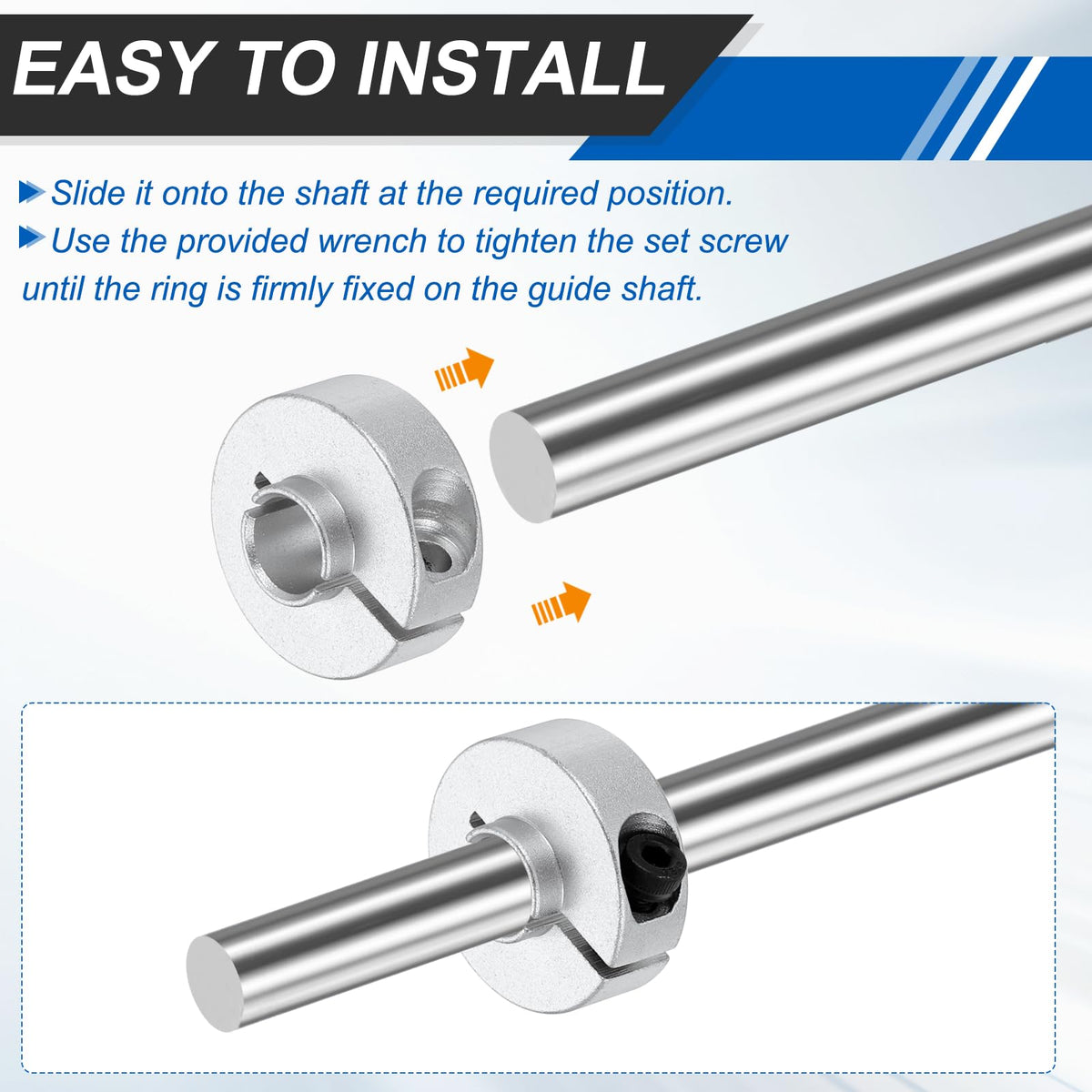 MECCANIXITY 2 Pack Shaft Collar 1" Bore Axle Collars Locking Ring Silver