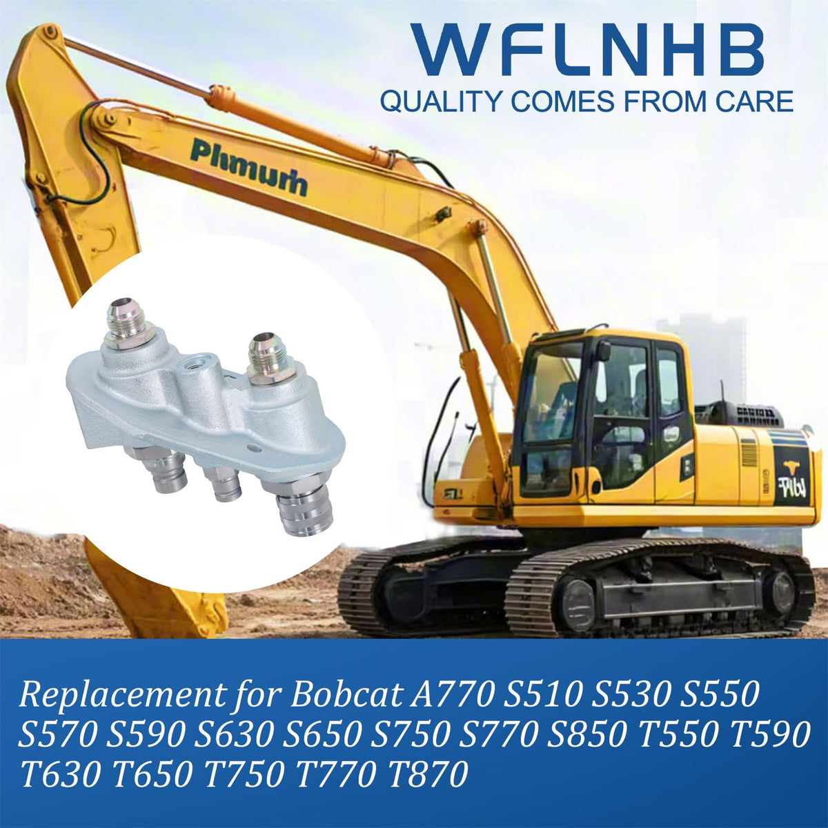 WFLNHB Hydraulic Flat Face Quick Coupler Block Replacement for Bobcat A770