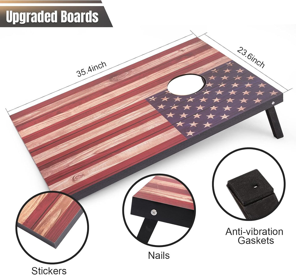 Cornhole Set 4x2 and 3X2 Regulation Size Corn Holes Sets with Carrying Bags & 8 Bean Bags Cornhole Boards Bean Toss