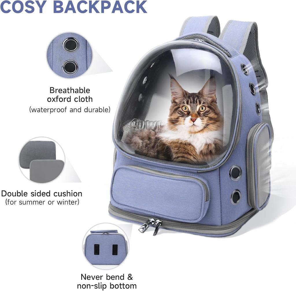 Cat Backpack Carrier Large Space Bubble Backpack up to 12lbs Blue