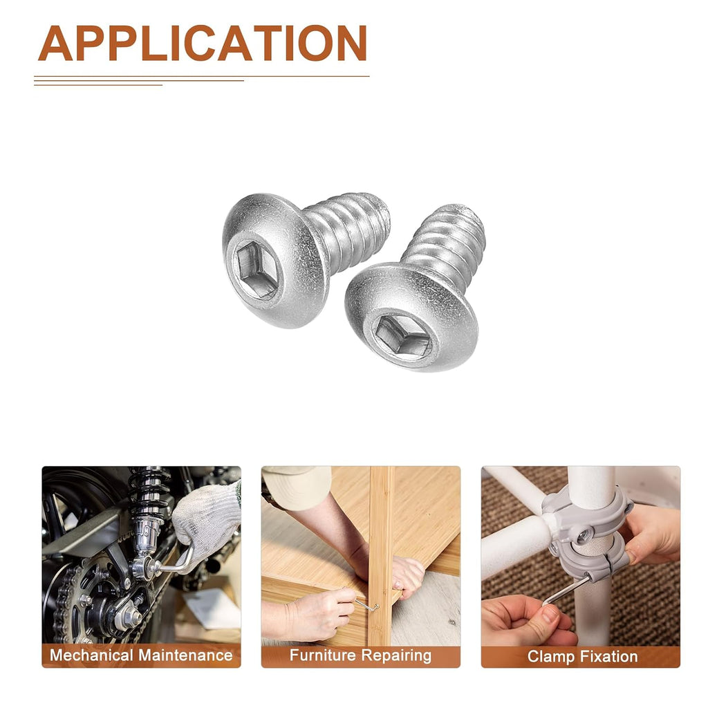 DTGN #10-32x1/4 Button Head Socket Cap Screws - 10Pack - Good for Machine - 304 Stainless Steel 18/8 - Hex Drive Full Thread UNC Fasteners
