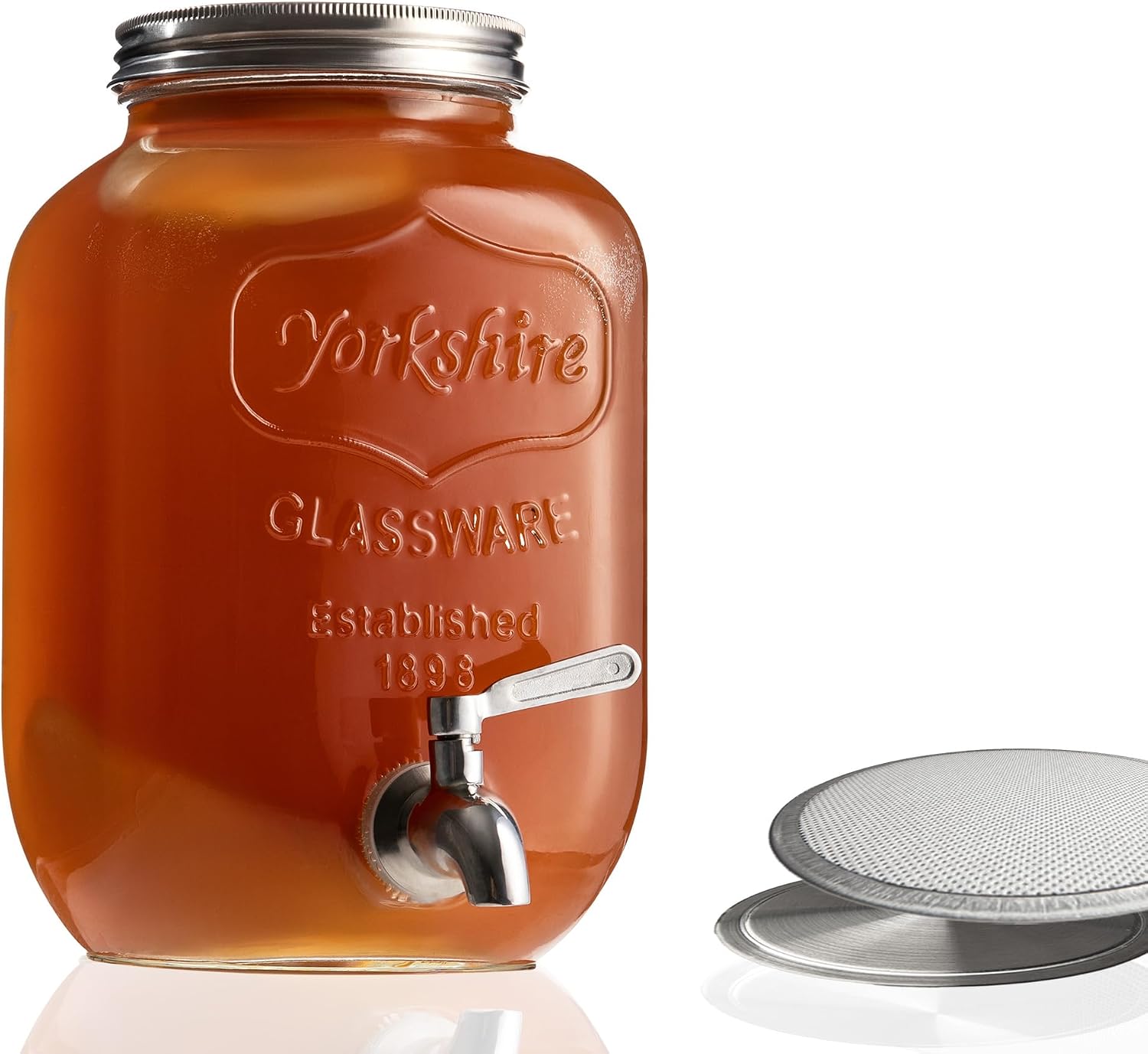 Kombucha Continuous Brewing Jar with Spigot - Gallon Glass Jar Dispenser & Scoby Starter Hotel with Mesh Lid &