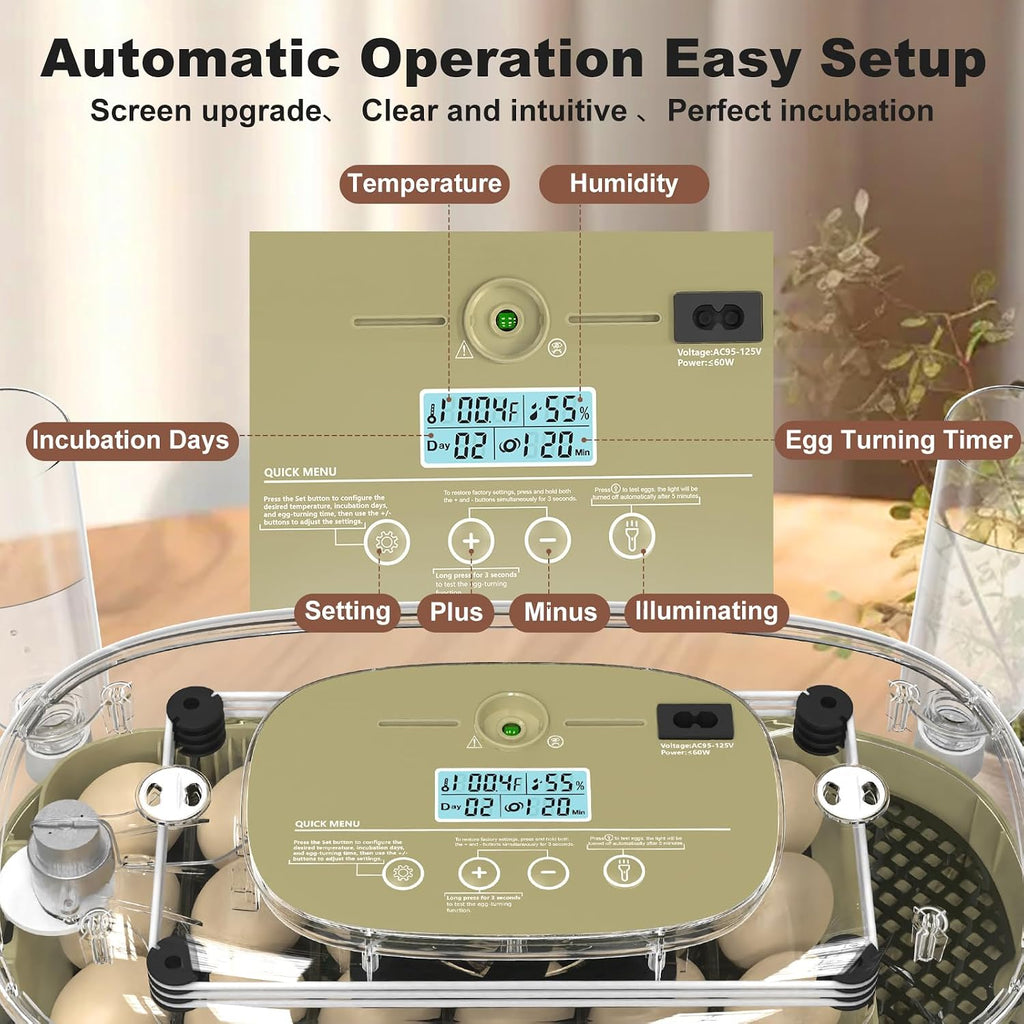Incubators for Hatching Eggs,Smart 24 Egg Incubator with Automatic Egg Turning and Humidity Control,High Hatch Rate