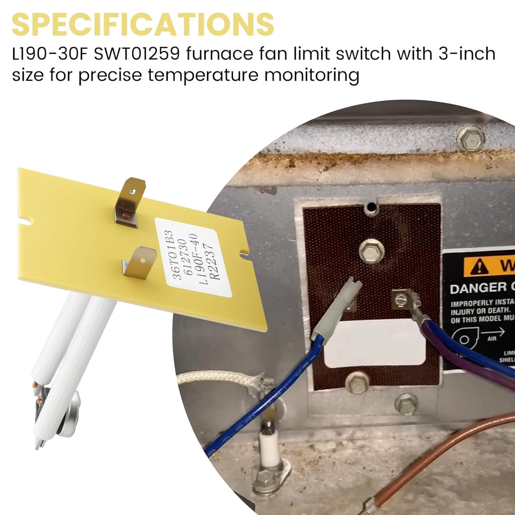 HH12ZB190 High Limit Switch for Trane Furnace Fan Limit Switchs
