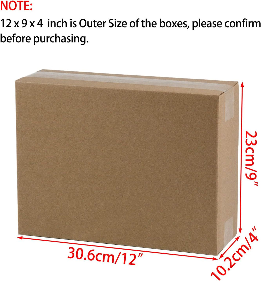 12x9x4 Inches Shipping Boxes, Brown Corrugated Cardboard Boxes for Small Bussiness, 25 Pack