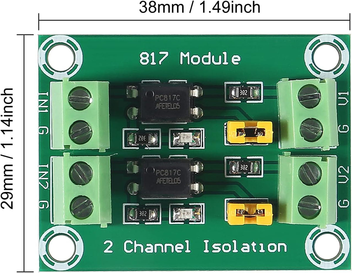 ACEIRMC 4pcs 2CH Optocoupler PC817 2 Channel Isolation Board Voltage Converter Adapter Module 3.6-30V Driver Photoelectric Isolated Module (2CH Optocoupler)