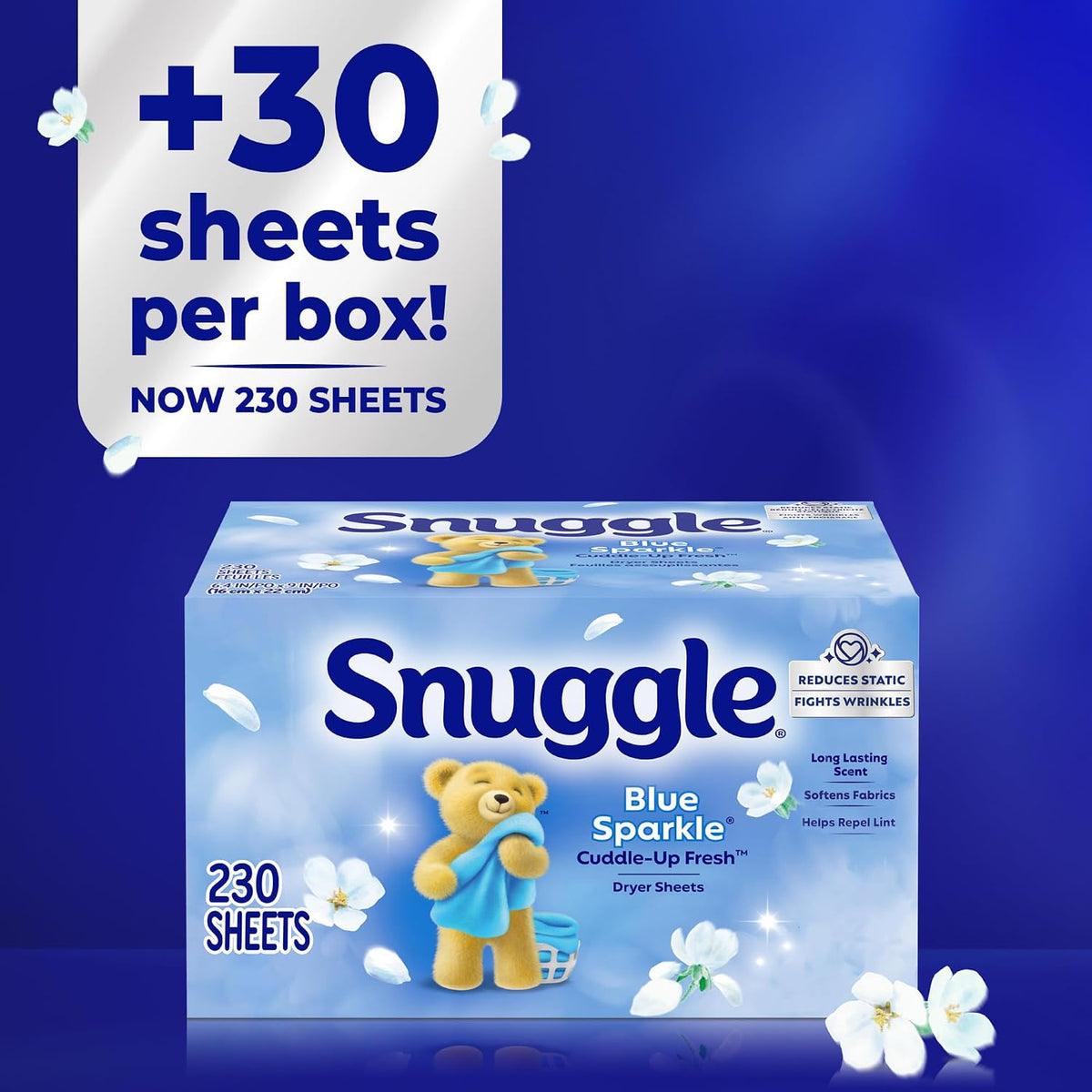 Fabric Softener Dryer Sheets, Blue Sparkle, 230 Count