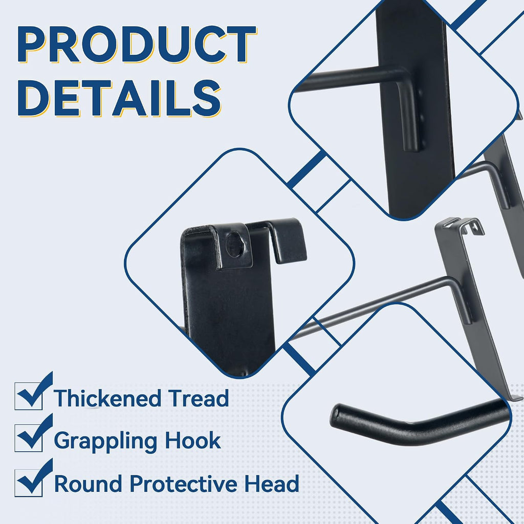 Gridwall Hooks 4in, Black Grid Wall Panel Hangers, Metal Display Hooks for Grid Wall, Gridwall Accessories for Retail