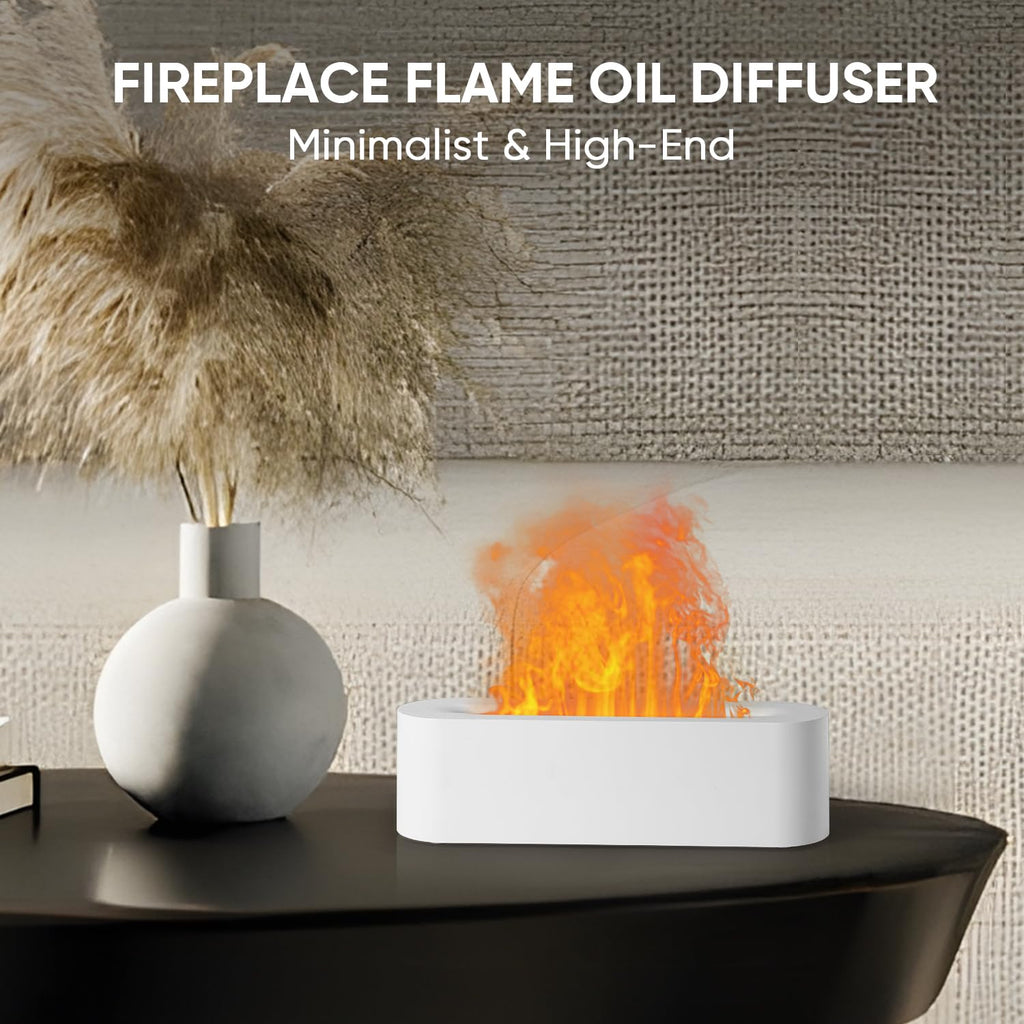 Essential Oil Diffuser, Fireplace Flame Fire Oil Diffuser, 150ml Ultrasonic Cool Mist Aromatherapy Humidifier, Scent
