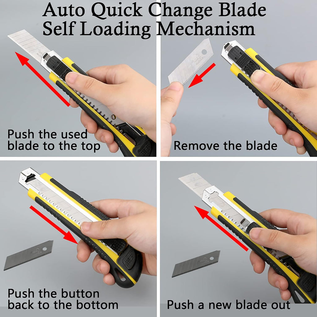 Utility Knife, Box Cutter Retractable,3 Pcs Blades Inside, 1-Pack