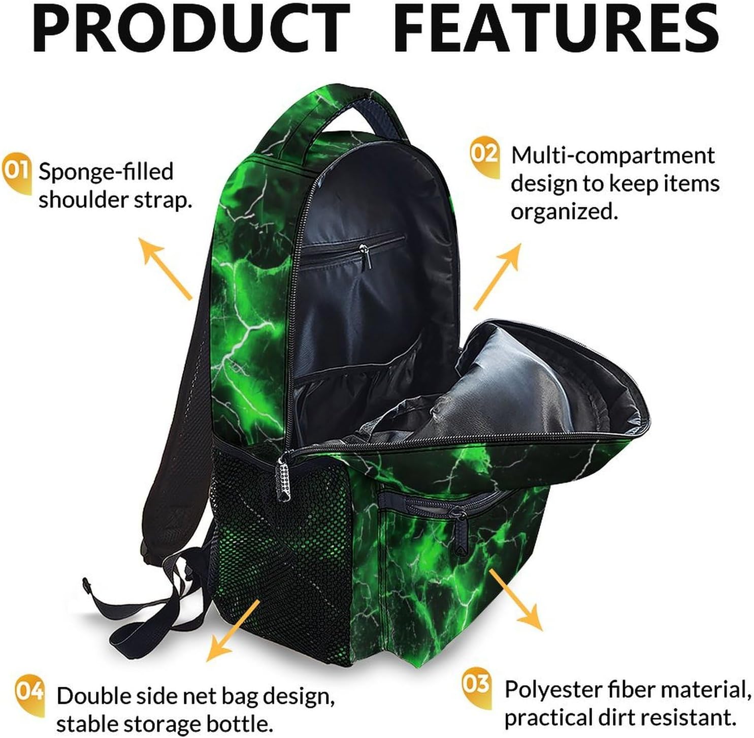 Kids Backpack, Cool Green Gamer Bookbag for Boys 6-8, Boys Gift for Birthday, 17 Inch Leisure Backpack for School