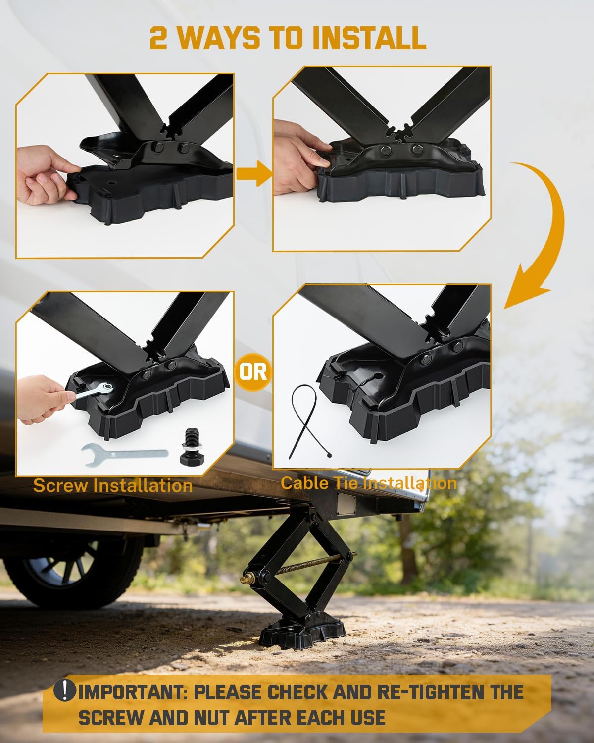 RV Stabilizer Jack Pads for 8.75"-9.5" Length Scissor Jack,4 Packs | 15000lbs,Heavy Duty RV Leveling Blocks,Study