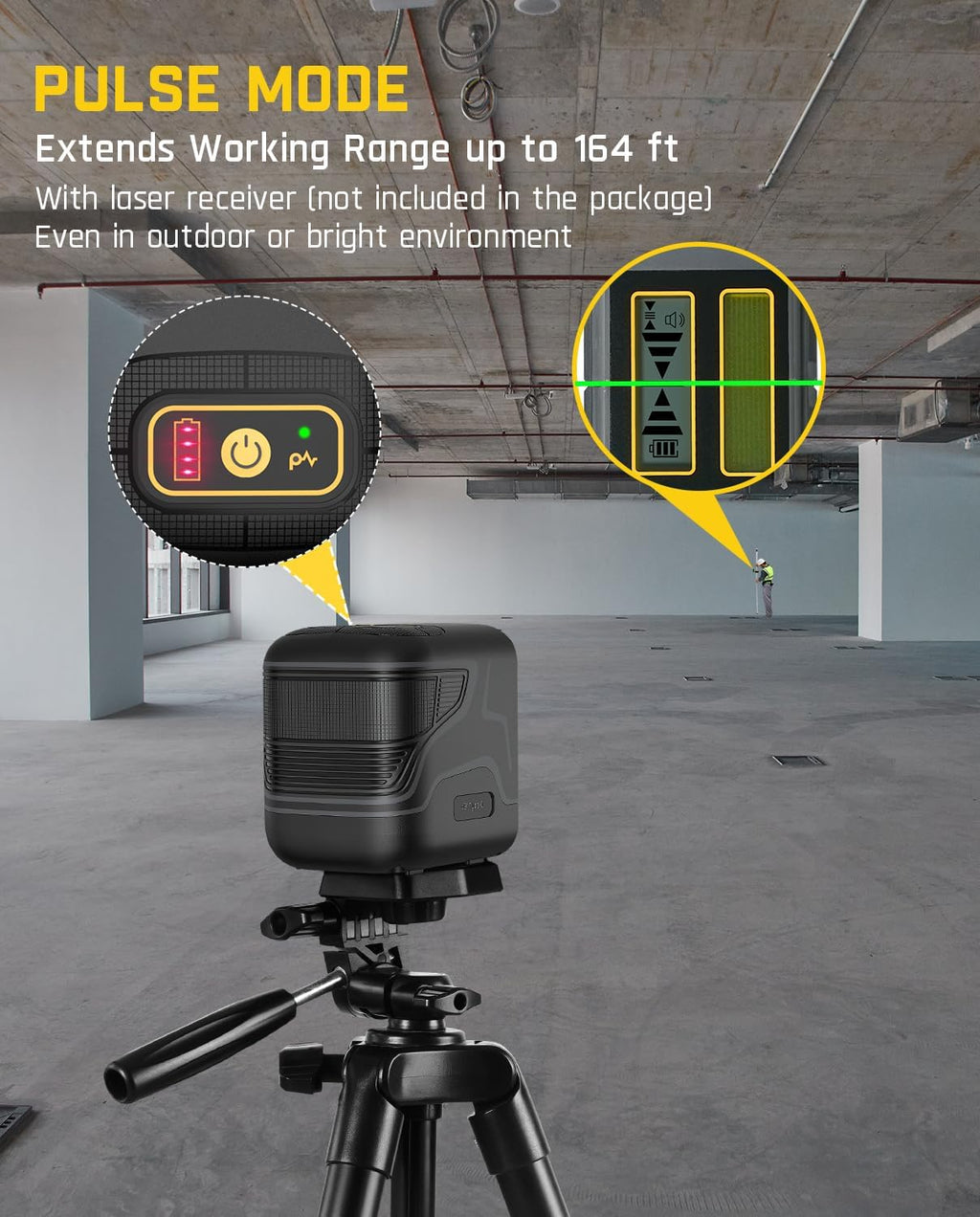 D2 Pocket Green Laser Level, 100 ft Self-Leveling Cross Line Laser, Type-C Rechargeable, Rotatable 360 Degree, Pulse