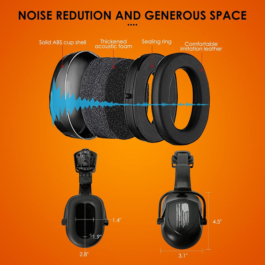 Hearing Protection Noise Cancelling Ear Muffs for Hard Hat | SNR 30dB,NRR 25dB Earmuffs Mount For Slotted Safety Work
