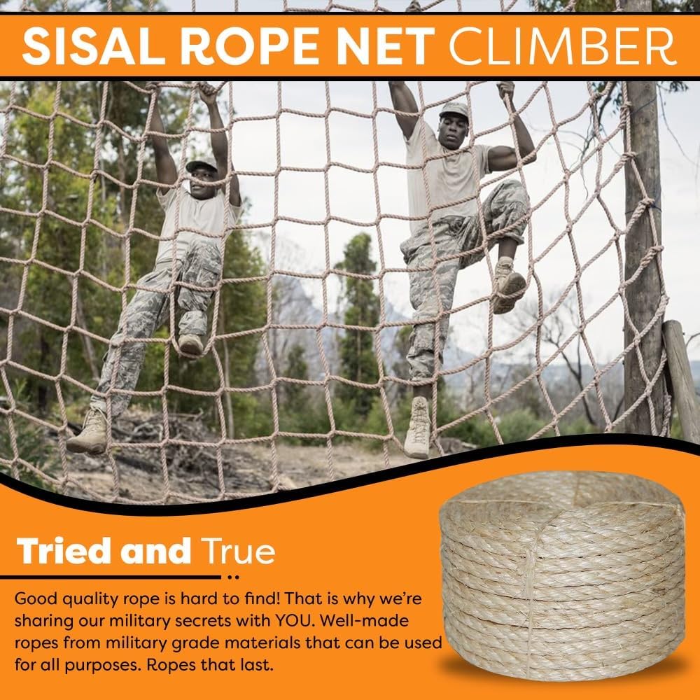 Twisted Sisal Rope – 100' X 1/4" Sisal Twine – Multipurpose Rope for Cat Scratcher, DIY Projects, Gardening, Arts &