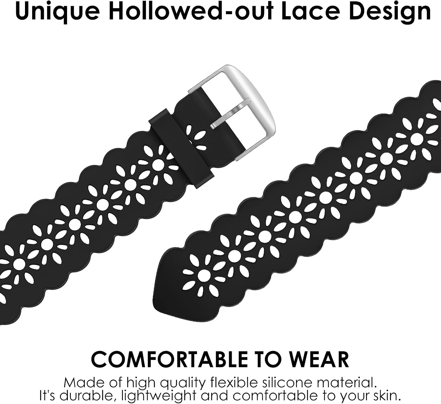 Lace Silicone Bands Compatible with Apple Watch Bands for Women | Slim Thin Hollow-out Wristband for iWatch Series 11