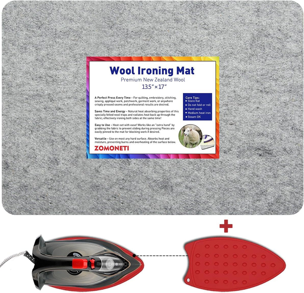 17" x 13.5" Wool Pressing Mat 100% New Zealand Felted Wool Ironing Mat Pad Blanket for Quilter, Sewing, Quilting