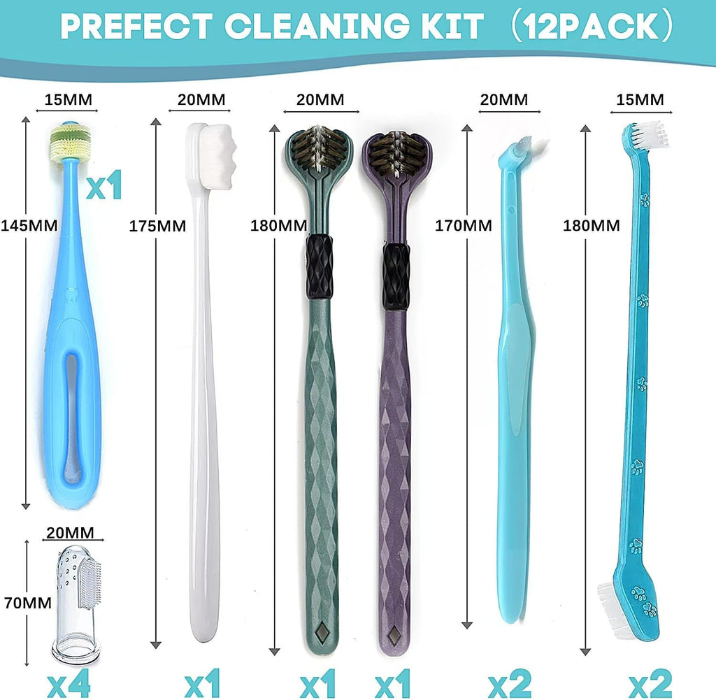 Dog Toothbrush, Finger Toothbrushes, 360 Degree Toothbrush, Triple Head Dog Toothbrushes, Double Head