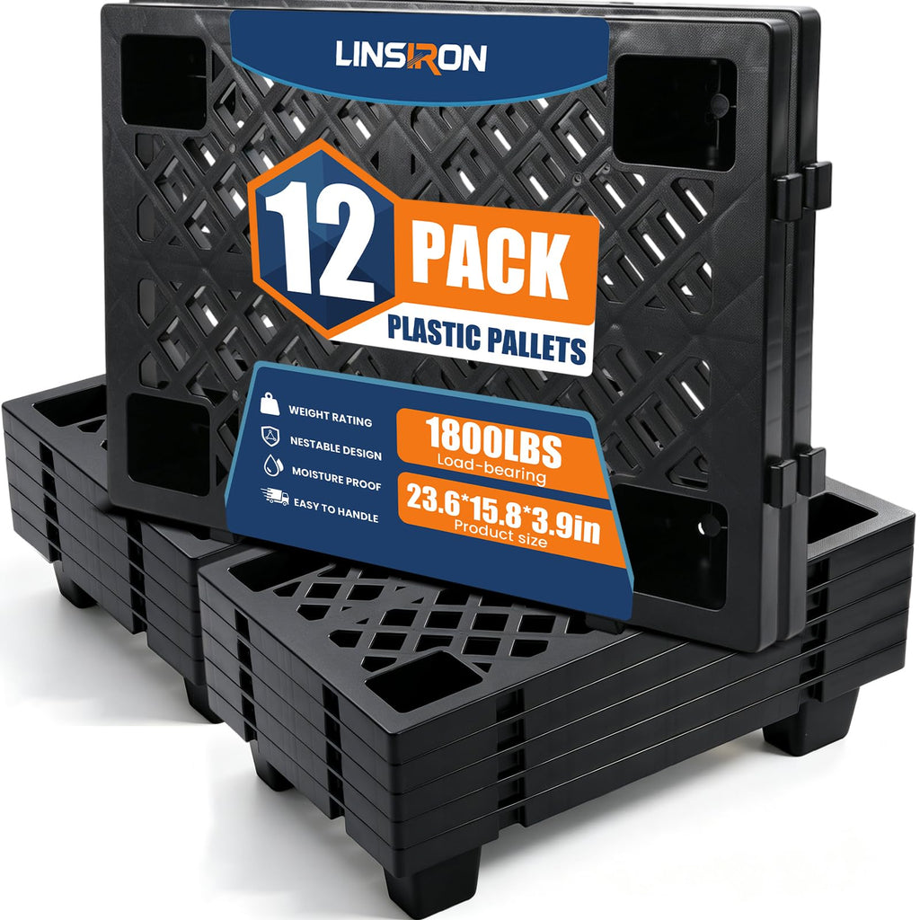 12 Pcs Plastic Pallets for Basement Storage Support up to 1800 Lbs