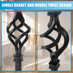 1/2" Square Iron Balusters - Single Basket & Double Twist - 10p