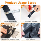 1in*11 Yard Black Sew On Hook Loop for Fabric, Non-Sicky Hook Loop Strips