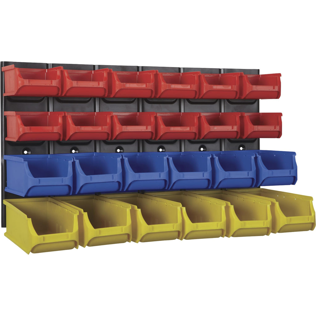 Metal Louvered Panel System with 24 Bins, 80-Lb. Capacity