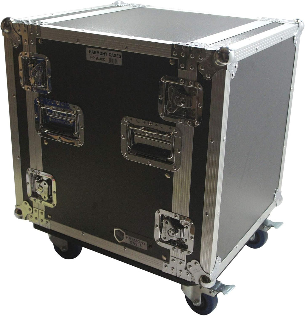 12U Amp Rack Case with Wheels Vertical Amplifier DJ Flight | Rolling protection for power gear on the road, 12-space