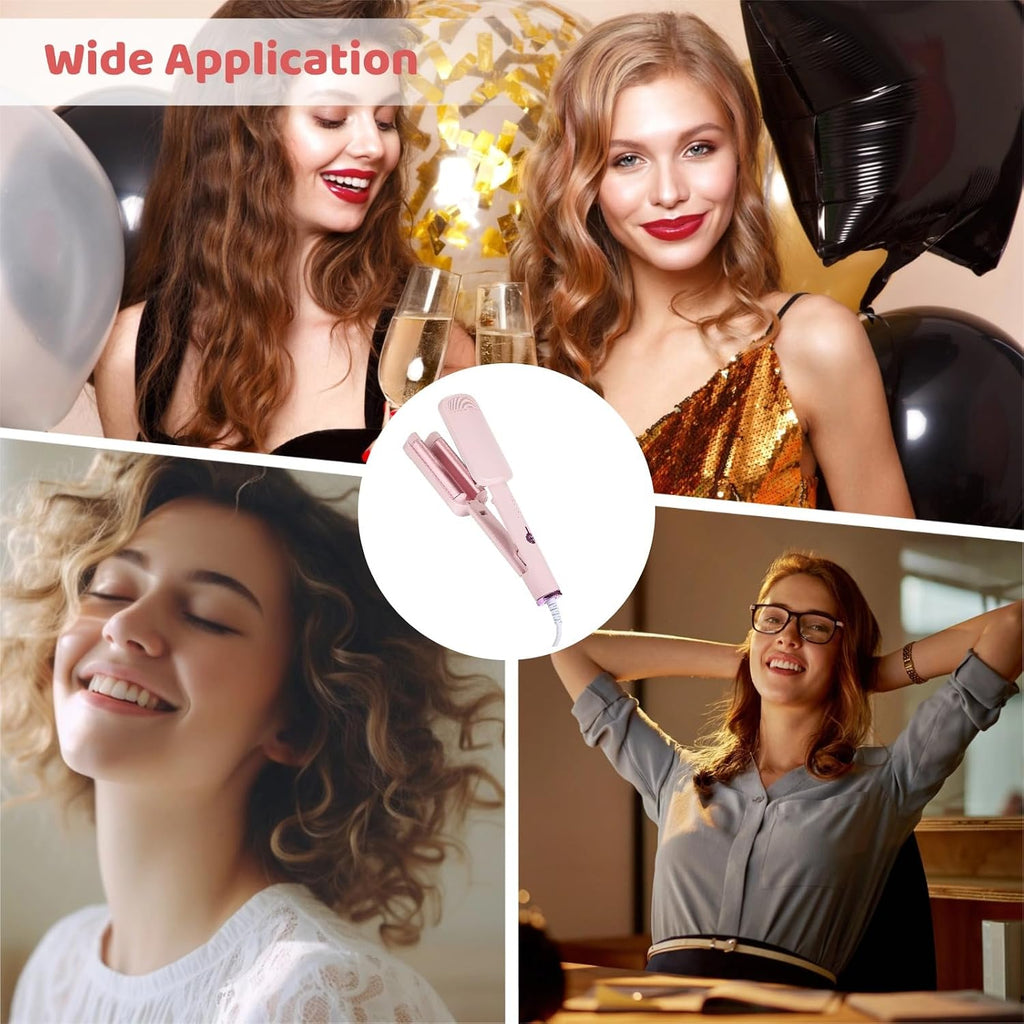 32 mm Hair Waver Curling Iron, Deep Wave Crimper with Ceramic Glaze Coating, 4 Temperature Settings, Even & Fast