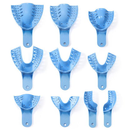 Dental Impression Trays Disposable 10 PCS, Perforated Impression Trays Set Plastic Teeth Holder for Dental Clinic