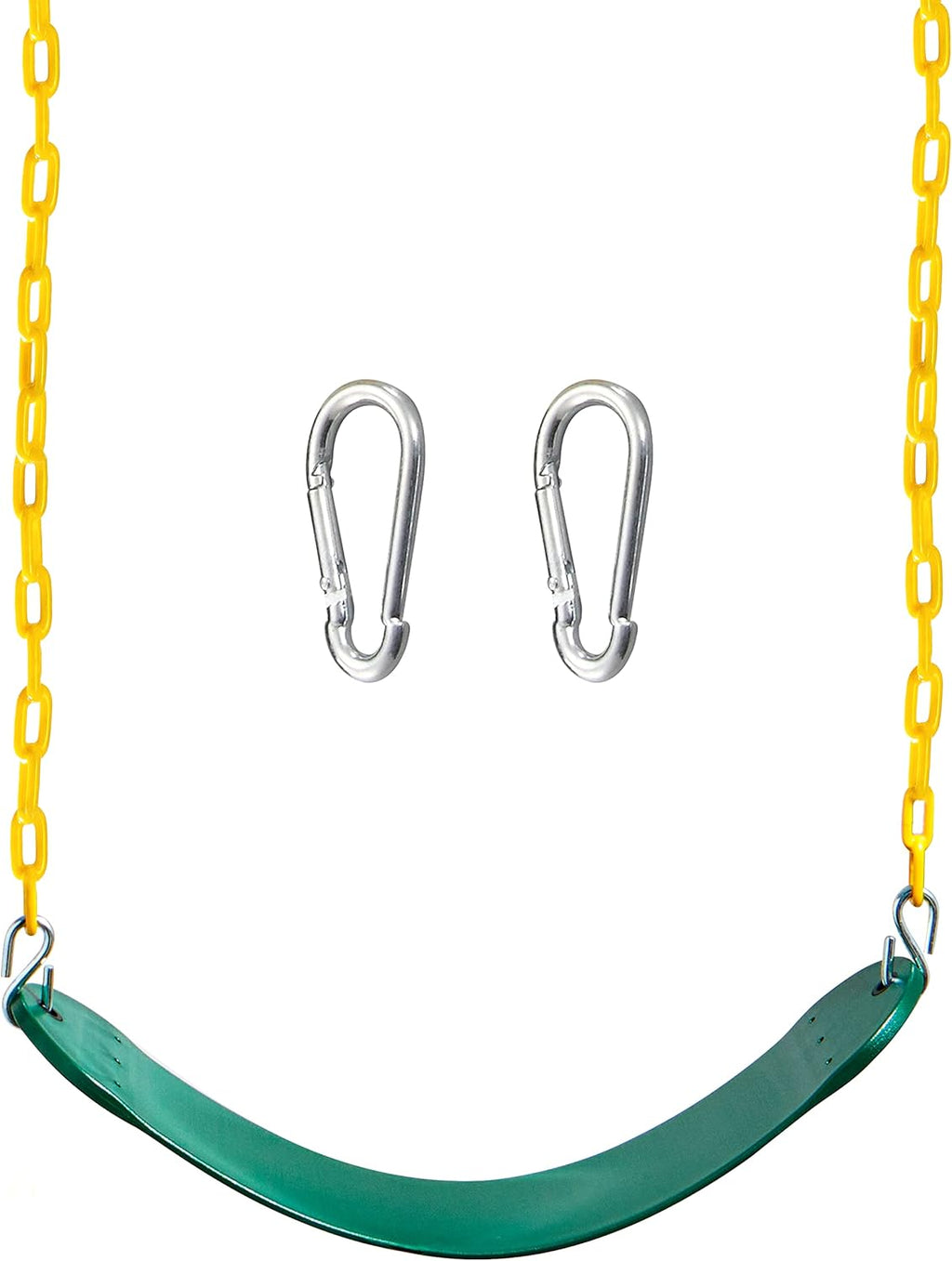 Heavy Duty Swing Seat Green Color with 66” Chain, Swing Set Accessories Replacement with Snap Hooks for Kids Outdoor