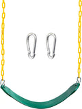 Heavy Duty Swing Seat Green Color with 66” Chain, Swing Set Accessories Replacement with Snap Hooks for Kids Outdoor