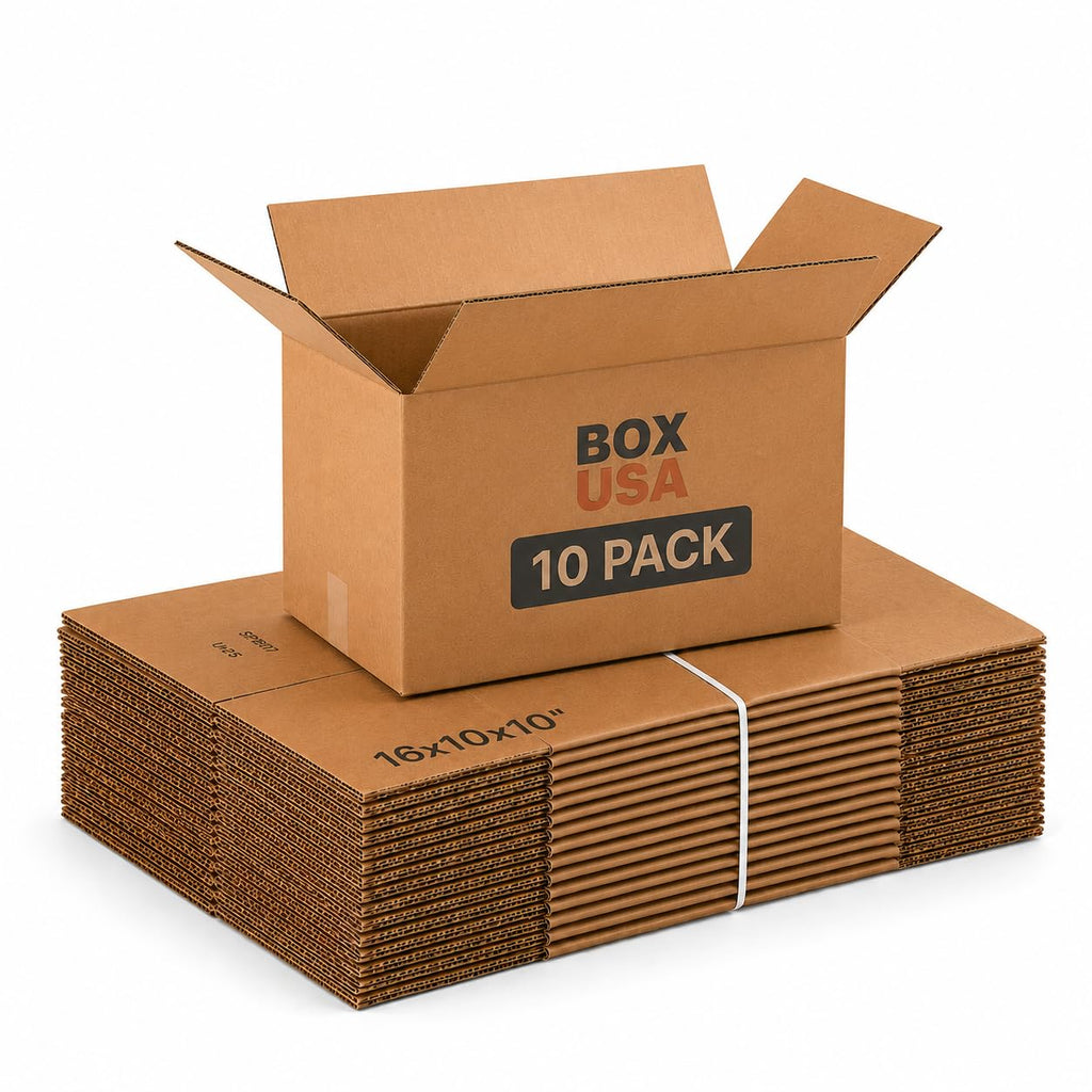 Moving Boxes Small 16"L x 10"W x 10"H 10-Pack - Corrugated Cardboard Box for Shipping, Mailing, Packing, Packaging