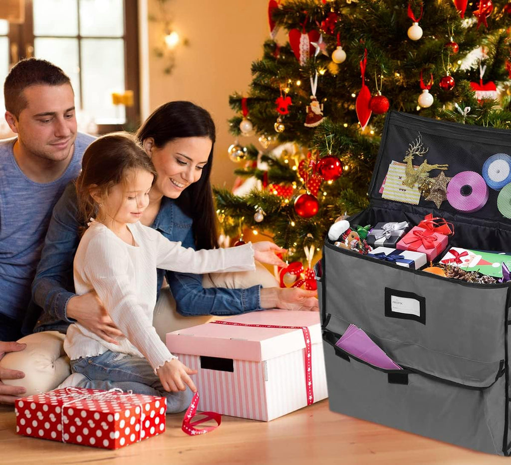 Unique Holiday Storage Organizer Gift Bag and Wrapping Accessories (Gray)