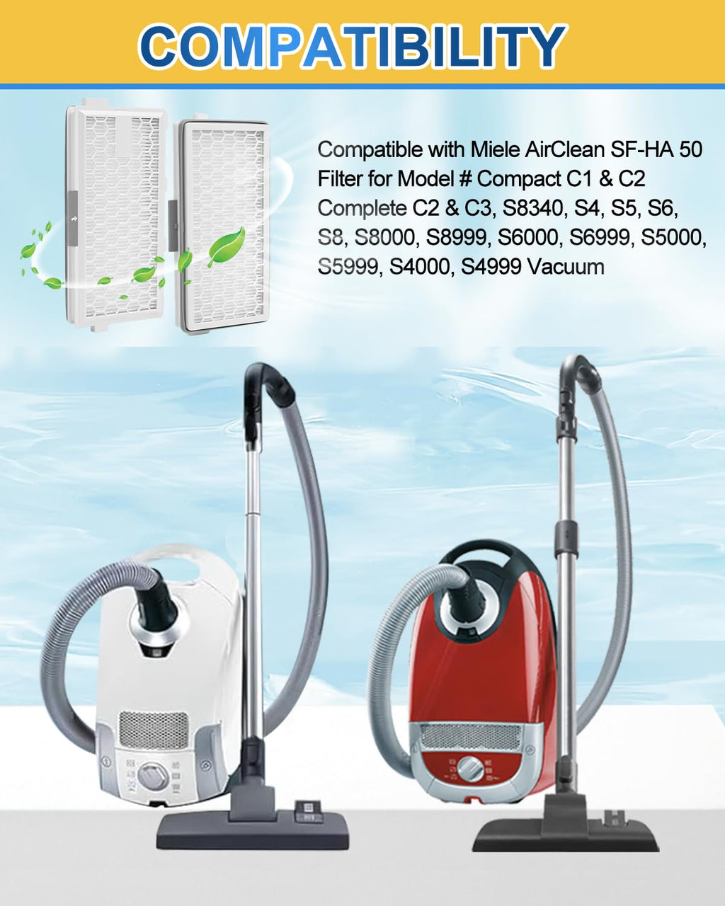 KEEPOW SF-HA 50 HEPA Filter Compatible with Miele Compact C1 & C2