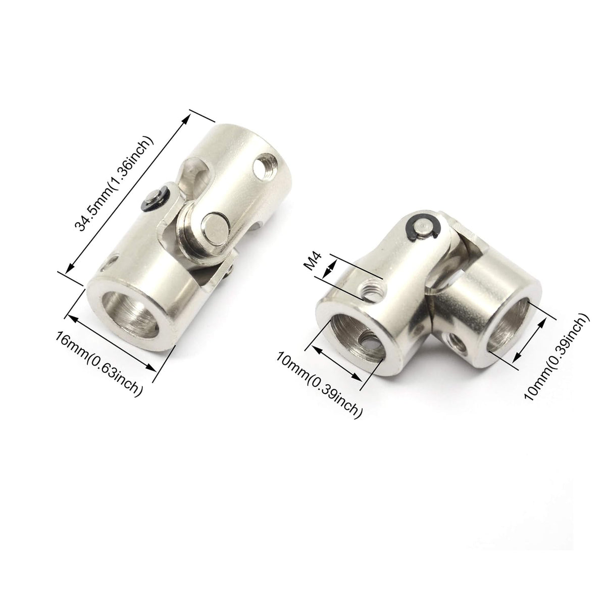 2 Pcs 10mm to 10mm Universal Joint Shaft Coupling for Motor