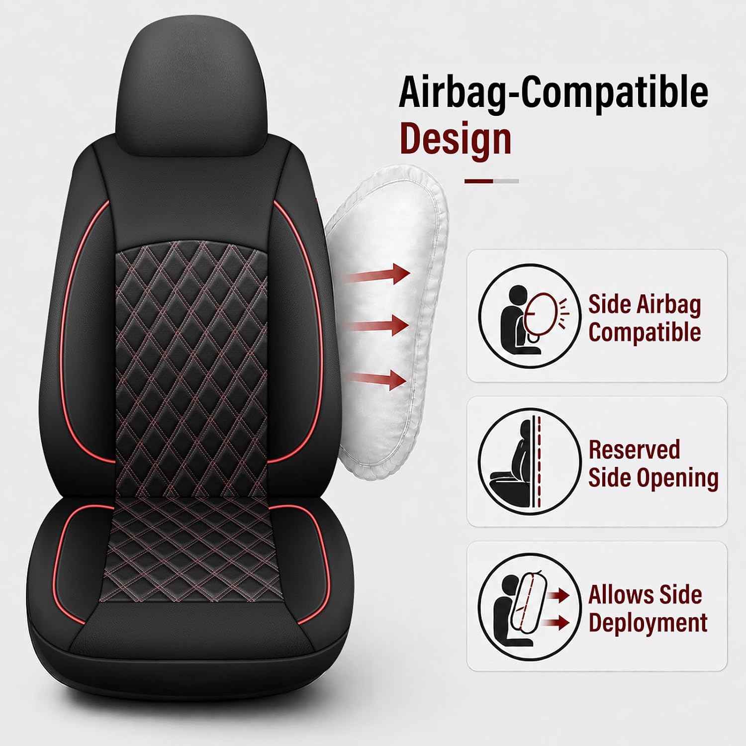 Car Seat Covers Full Set, Breathable and Waterproof Napa Leather Car Seat Cover, Interior Universal Fit for Cars