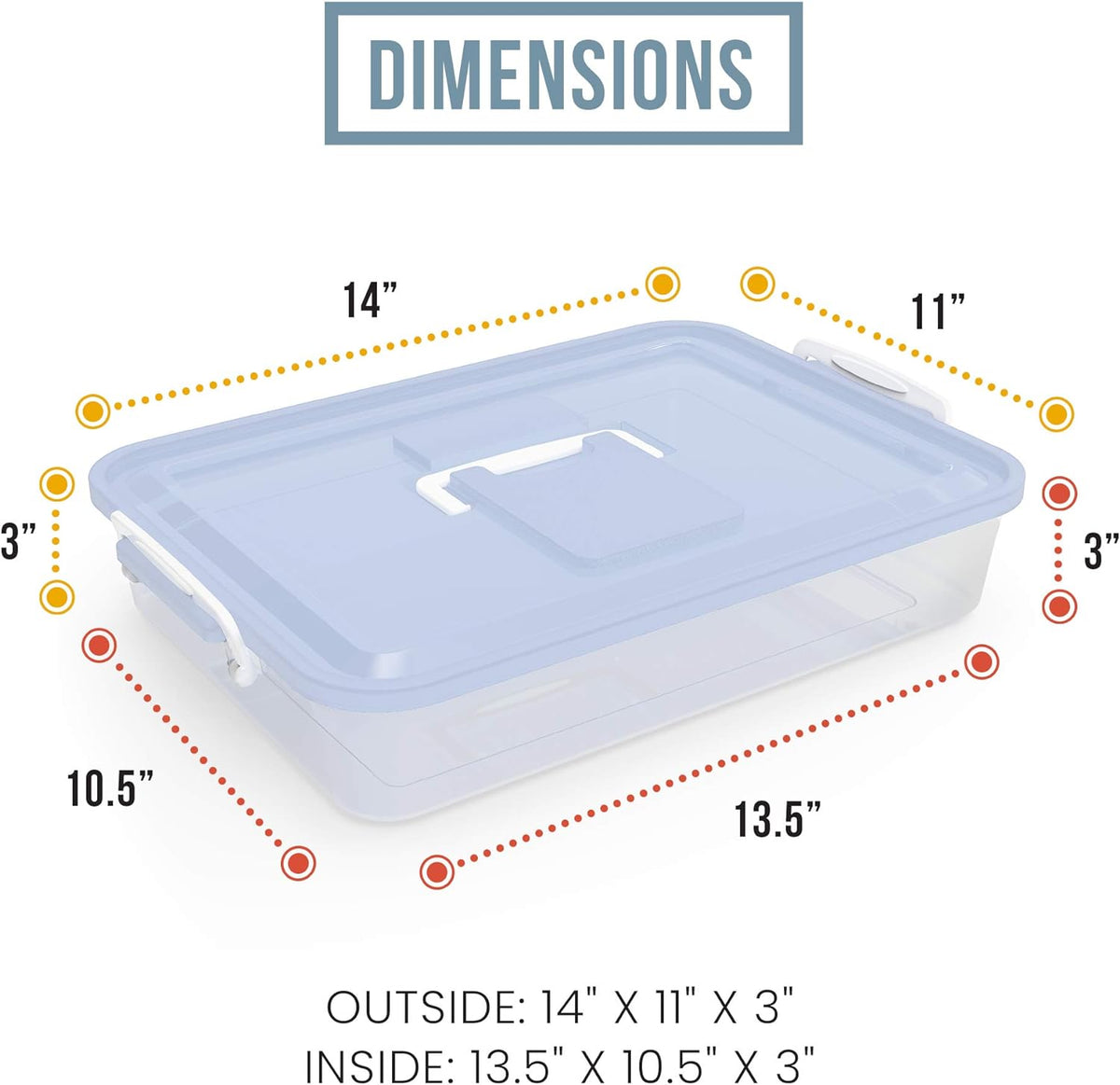 Pizza Dough Proofing Box with Lid, 14x11 In, Blue