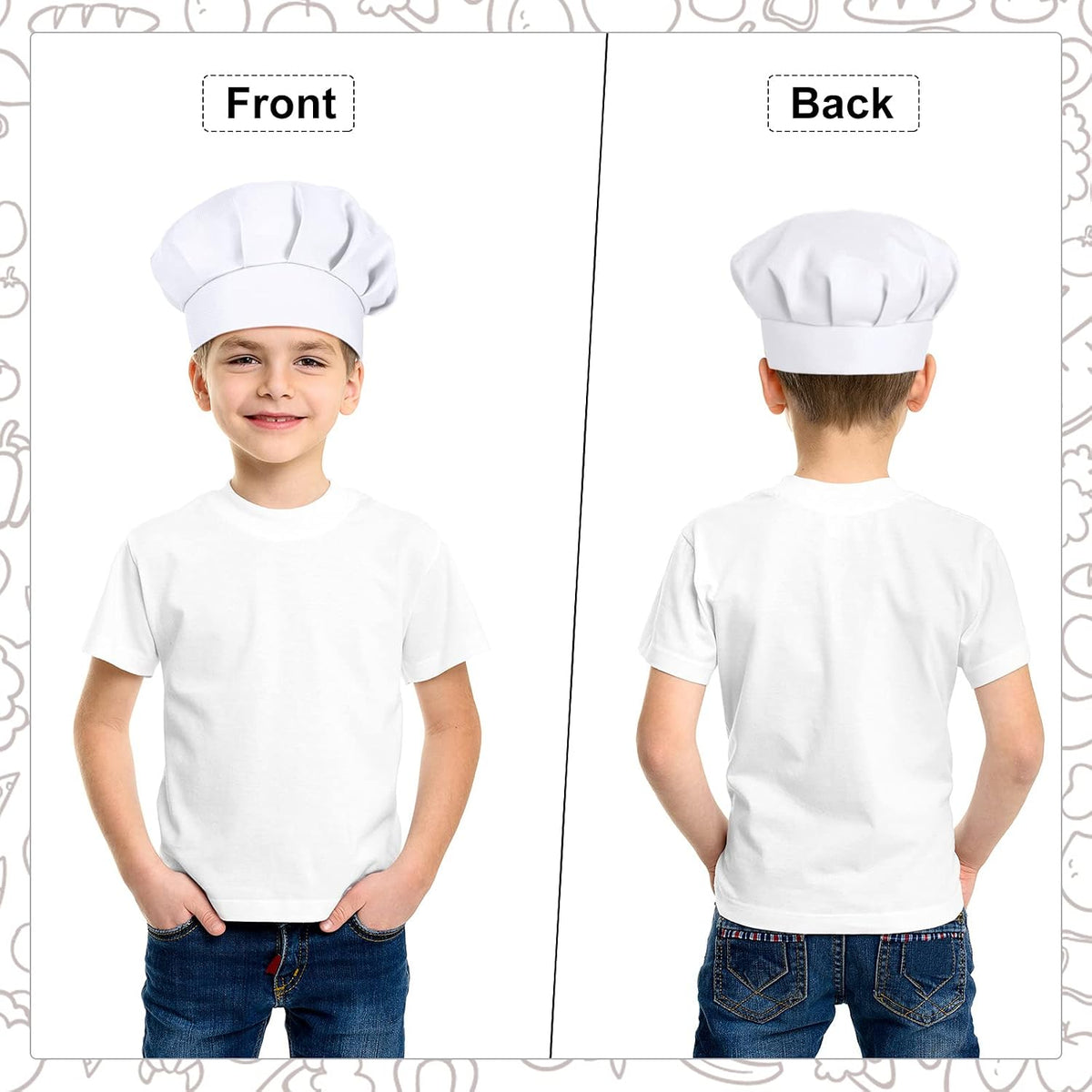4 Pcs Chef Hats for Kids Adjustable