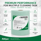 Cleanroom Wipes Roll, 10x12" 500 Sheets Green, Cellulose Polyester