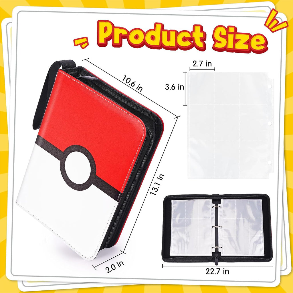 9 Pocket Card Binder, 900-Card Capacity + 5 Top loaders | Large Capacity, Waterproof PU cover,Detachable loose-leaf