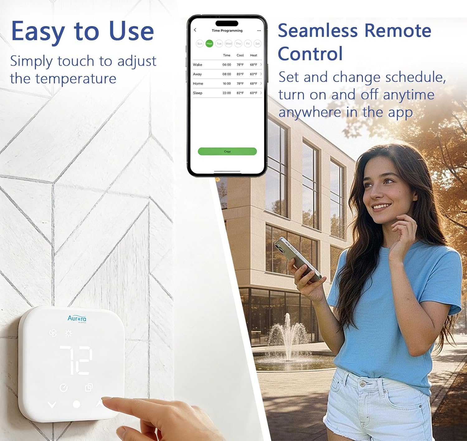 Smart Thermostat for Home, Programmable WiFi Thermostat, Saving Thermostat-Up to 4 Heat/2 Cool, Easy DIY Install