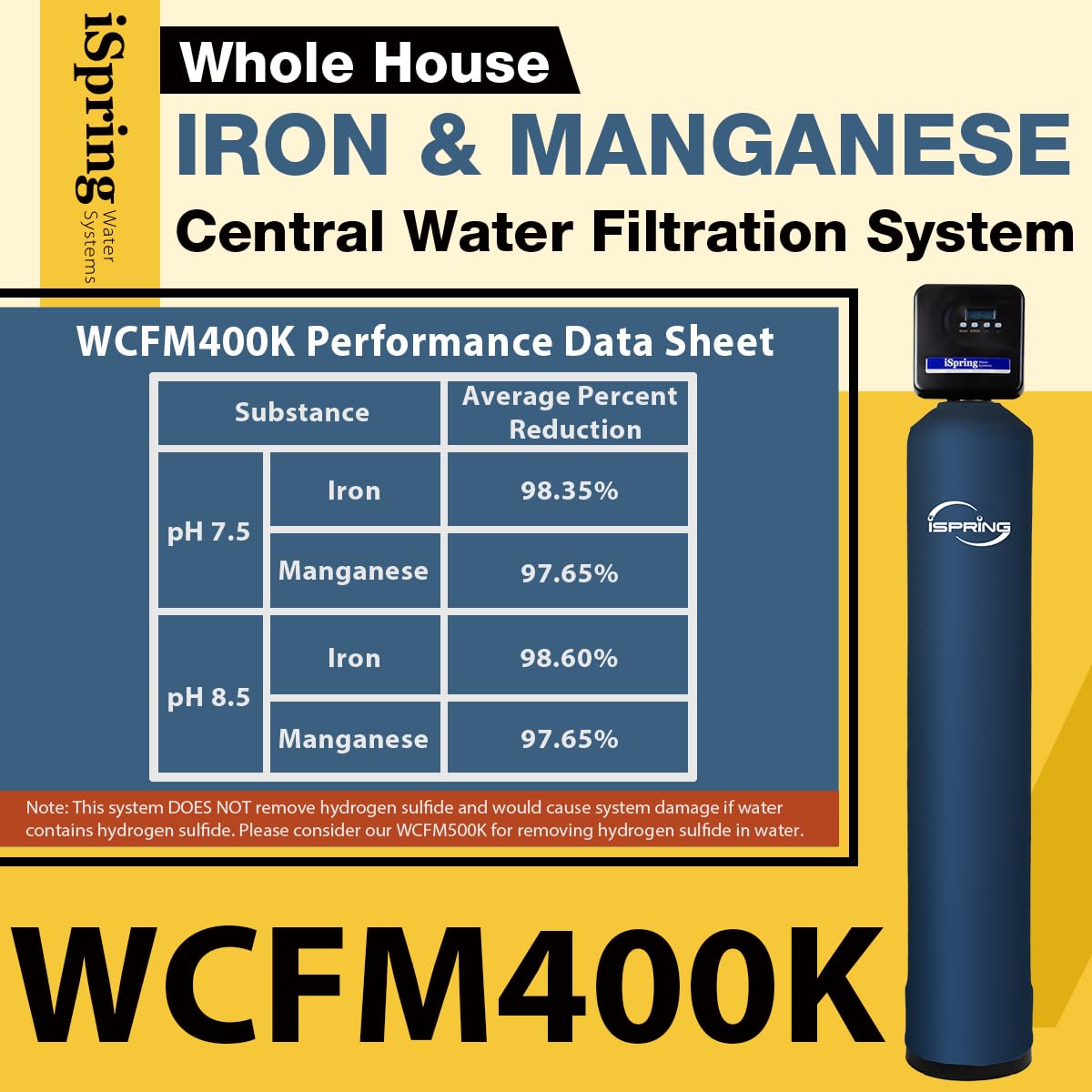 WCFM400K Whole House Iron and Manganese Water Filter System, Digital Control with Automatic Regeneration & Air