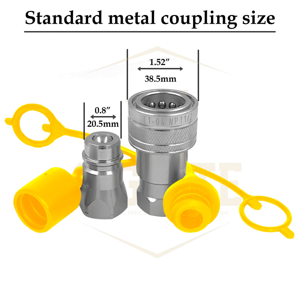 Signite 1/2" ISO A Hydraulic Dust Cap & Plug, 2-Pk, Yellow, Retention Ring